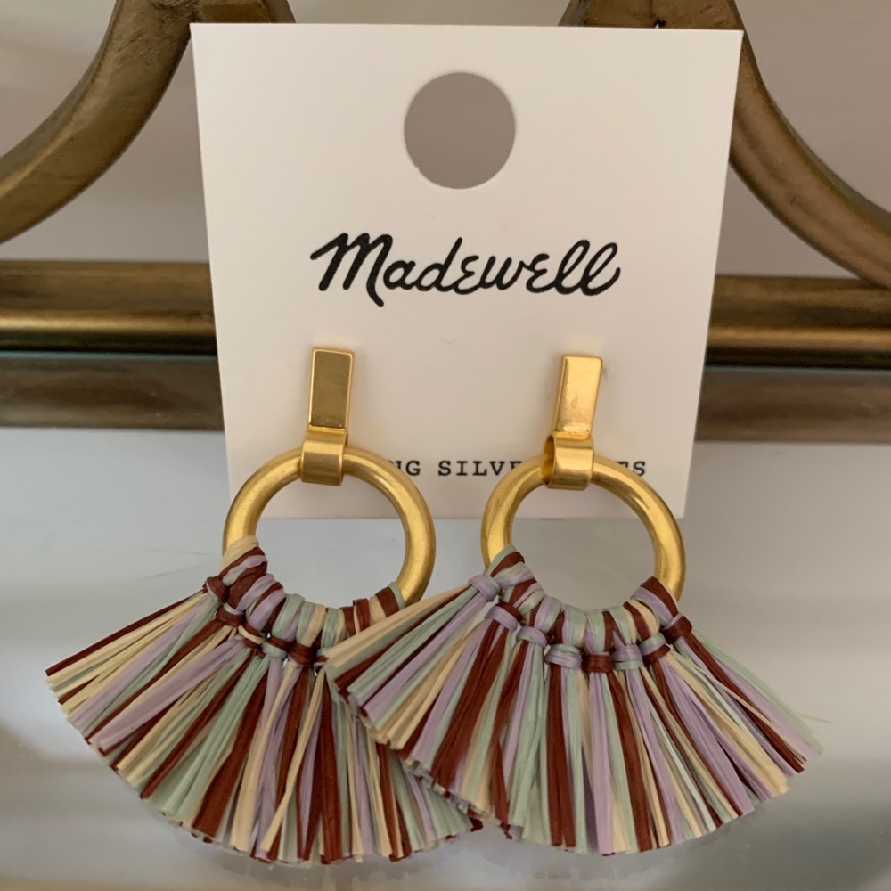 Madewell Raffia Tassel Hoop Earrings
